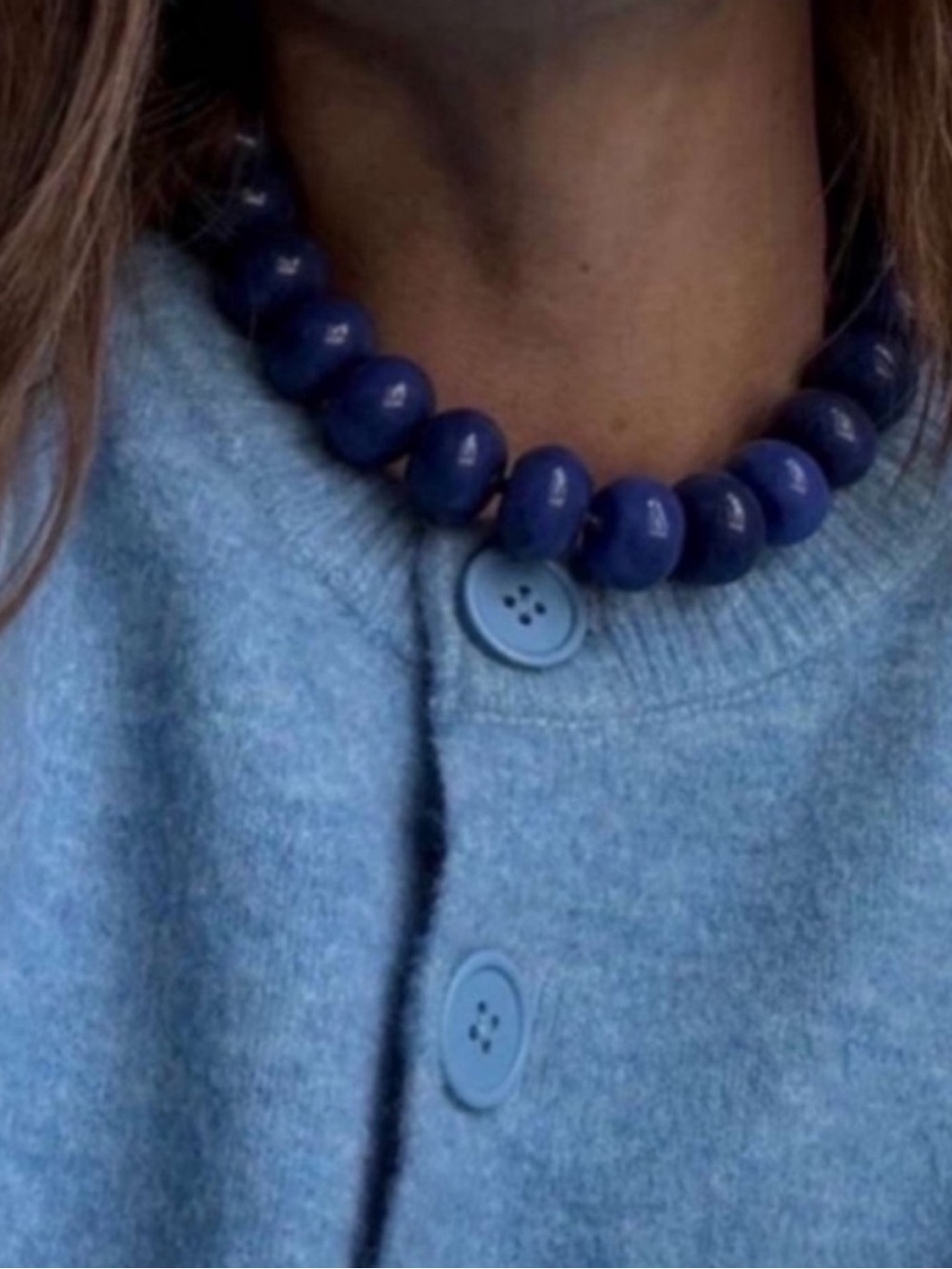 New! Chunky Blue Beaded Statement Necklace (1002) NWOT